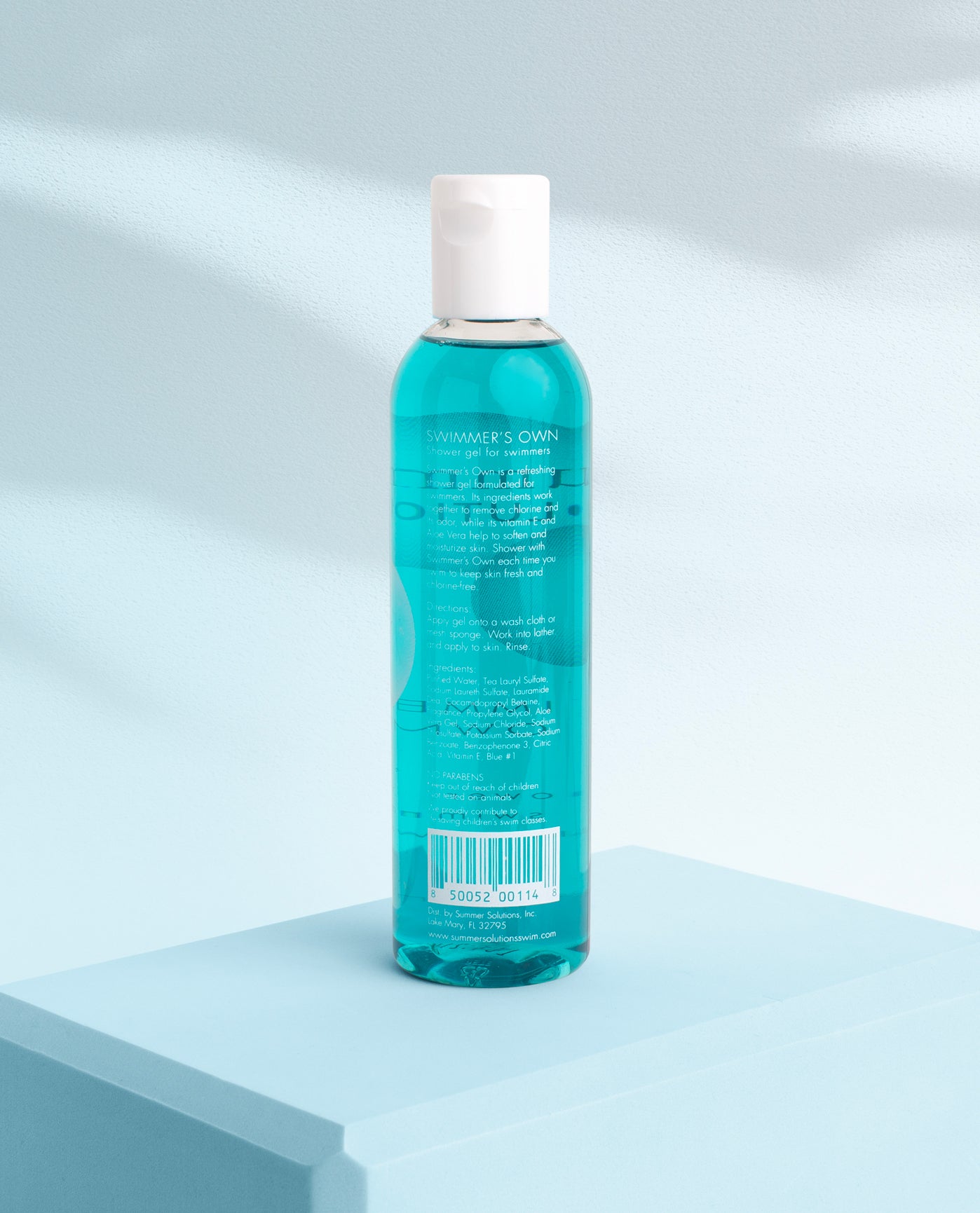 BACK VIEW OF SUMMER SOLUTIONS SWIMMERS OWN 8OZ SHOWER GEL | ACCESSORIES