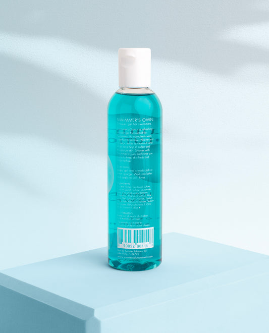 BACK VIEW OF SUMMER SOLUTIONS SWIMMERS OWN 8OZ SHOWER GEL | ACCESSORIES