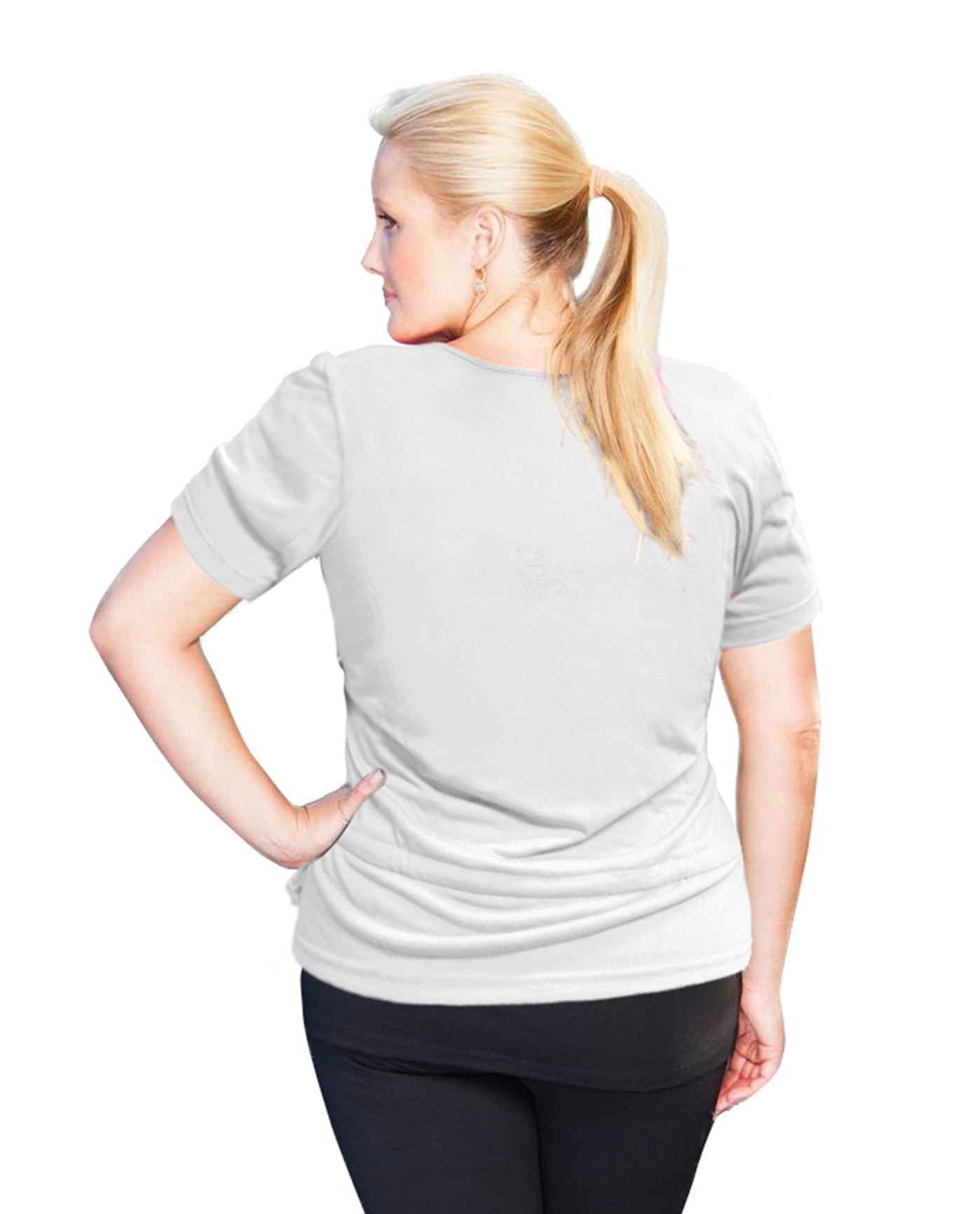 BACK OF ALWAYS FOR ME ACTIVE PLUS SIZE PEPLUM T-SHIRT | AFM WHITE