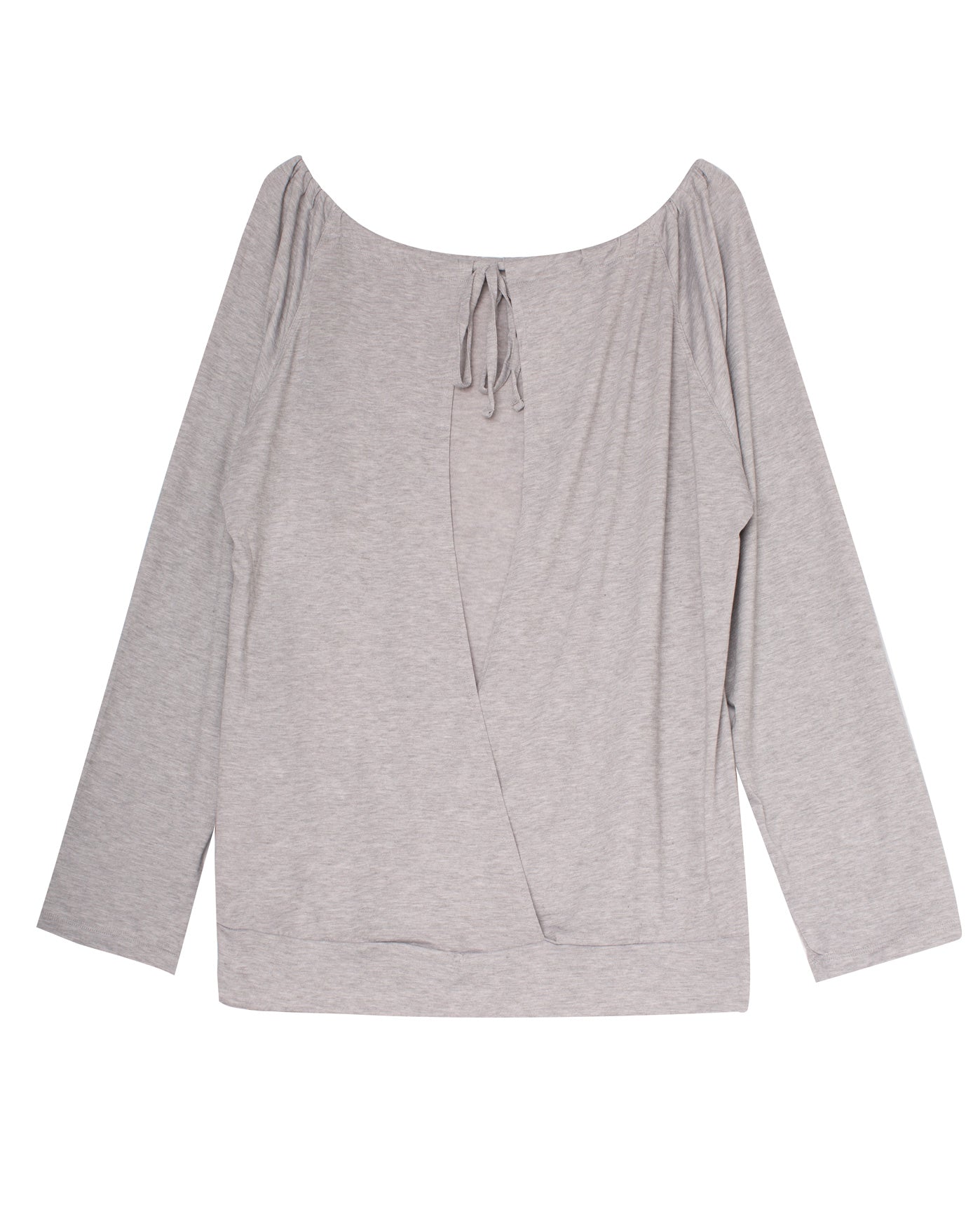 BACK OF ALWAYS FOR ME ACTIVE OPEN BACK PLUS SIZE YOGA TOP | AFM HEATHER GRAY