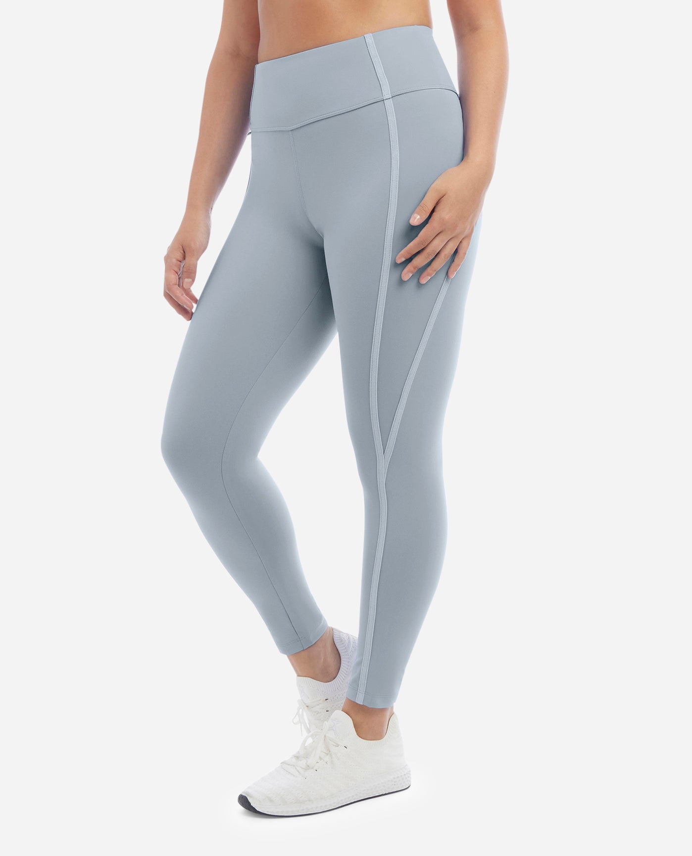 LEFT SIDE OF DANSKIN CORSET 7/8 LEGGINGS SUPERSCULPT WAISTBAND | DSK NEBULA