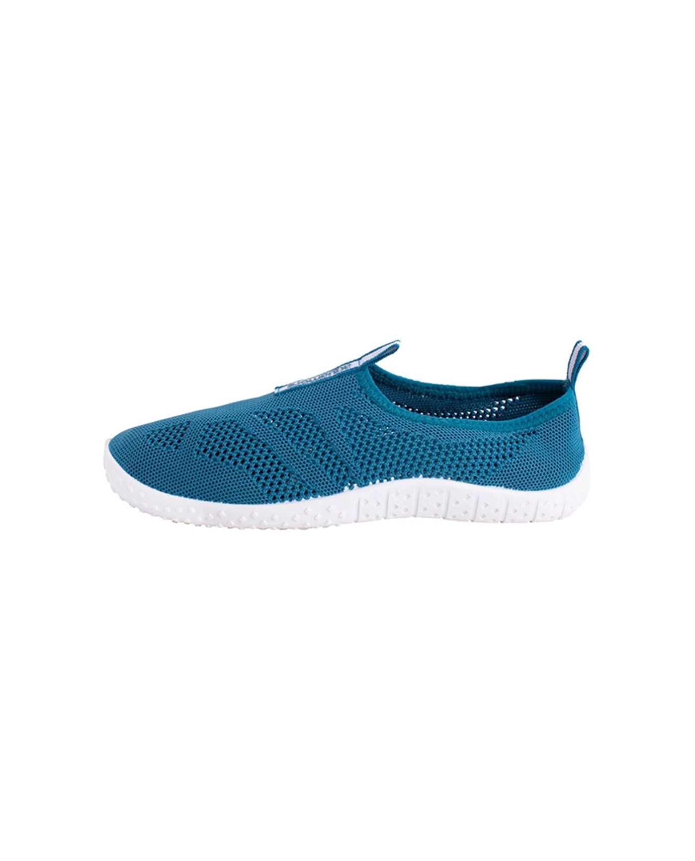 LEFT SIDE VIEW OF CHLORINE RESISTANT AQUAMORE COLOR BLOCK MESH AQUA WALKER WOMEN'S WATER SHOE | 102 AQM DEEP TEAL