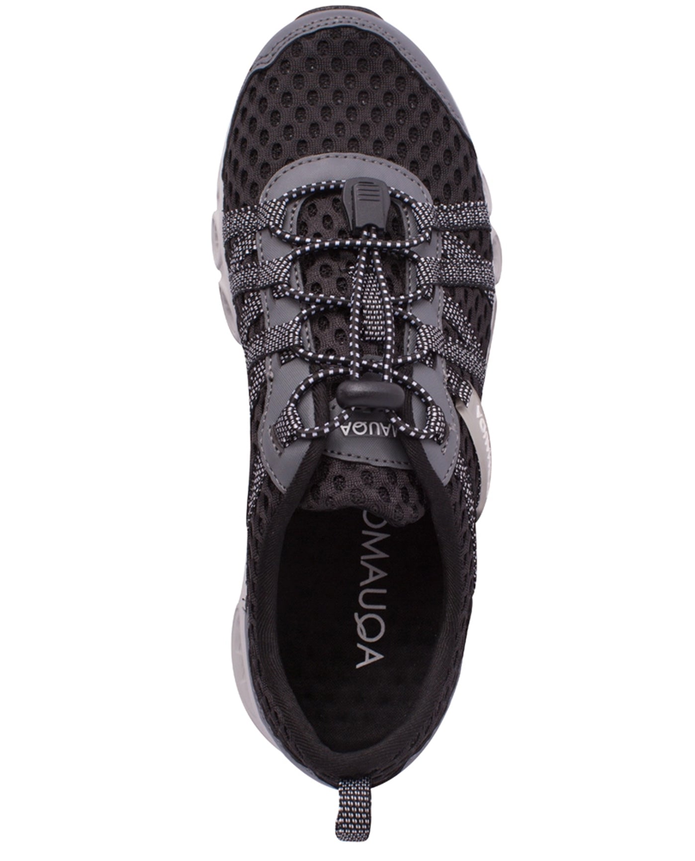 ABOVE VIEW OF CHLORINE RESISTANT AQUAMORE COLOR BLOCK AQUACISER WOMEN'S WATER SHOE | 104 AQM BLACK