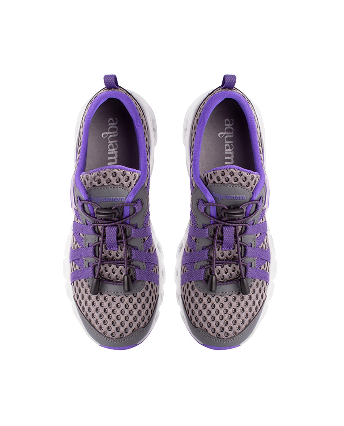 ABOVE VIEW OF CHLORINE RESISTANT AQUAMORE COLOR BLOCK AQUACISER WOMEN'S WATER SHOE | 106 AQM PURPLE