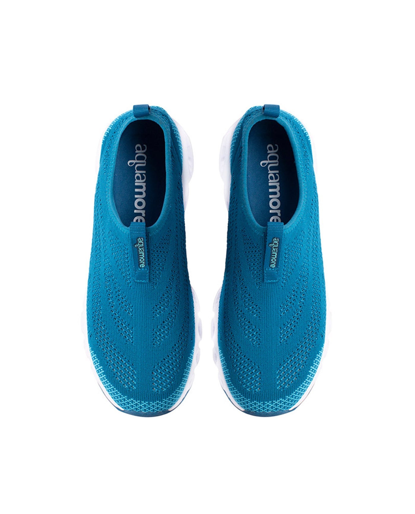 ABOVE VIEW OF CHLORINE RESISTANT AQUAMORE COLOR BLOCK AQUA CRUISER WOMEN'S WATER SHOE | 110 AQM DEEP TEAL