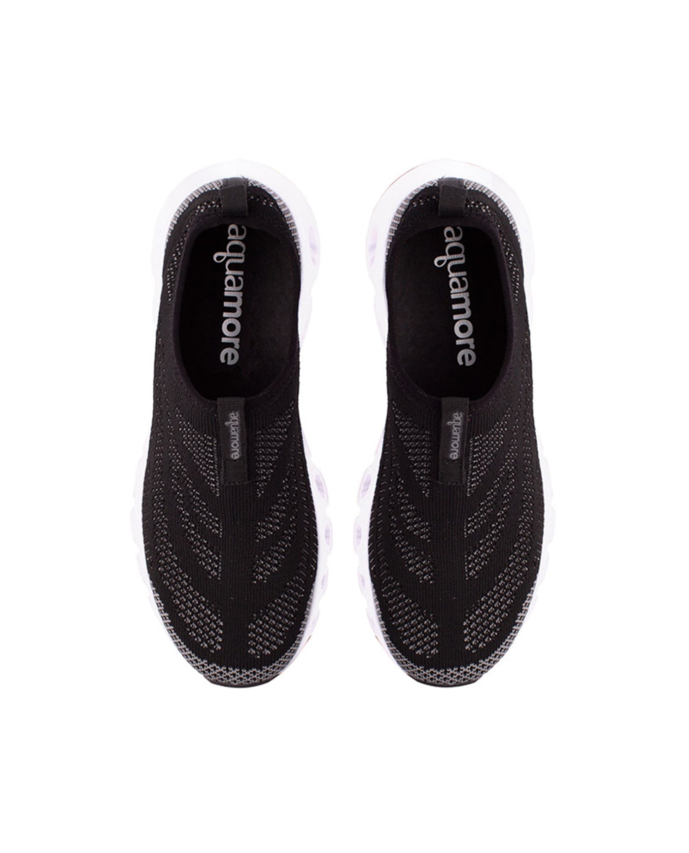 ABOVE VIEW OF CHLORINE RESISTANT AQUAMORE COLOR BLOCK AQUA CRUISER WOMEN'S WATER SHOE | 111 AQM BLACK