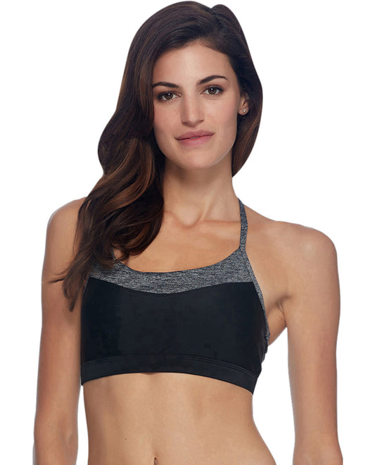 FRONT OF BODY GLOVE SPORT LOTUS MEDIUM IMPACT SPORTS BRA | BGS BLACK
