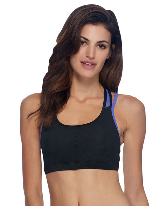 FRONT OF BODY GLOVE SPORT LOCKDOWN MEDIUM IMPACT SPORTS BRA | BGS BLACK