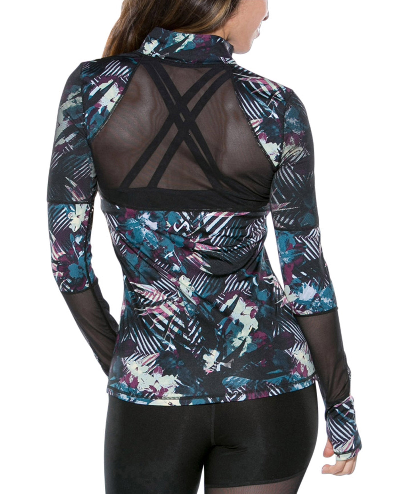 BACK OF TLF APPAREL MUSE BARDOT MESH PANEL LONG SLEEVE TOP | TLF PARADISE