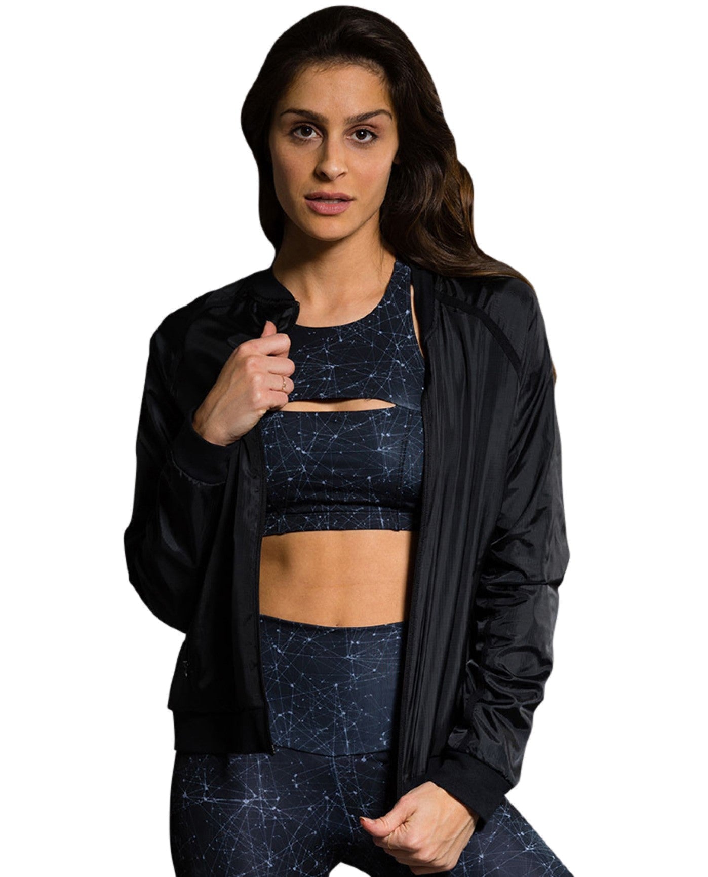 FRONT OF ONZIE BLACK BOMBER JACKET | SEA BLACK