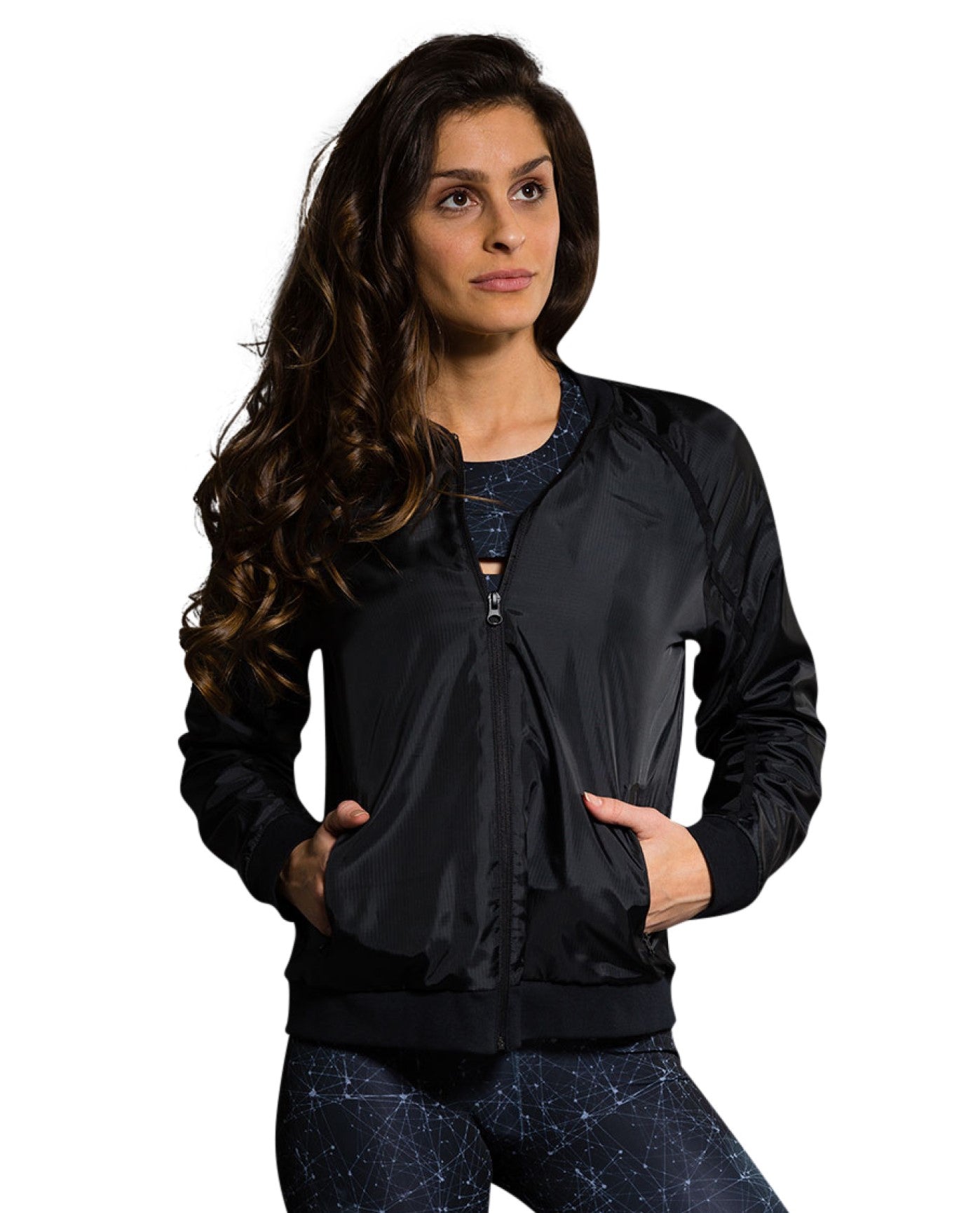 ALTERNATE FRONT OF ONZIE BLACK BOMBER JACKET | SEA BLACK
