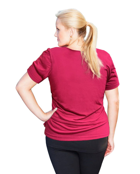 BACK OF ALWAYS FOR ME ACTIVE PLUS SIZE PEPLUM T-SHIRT | AFM MAGENTA