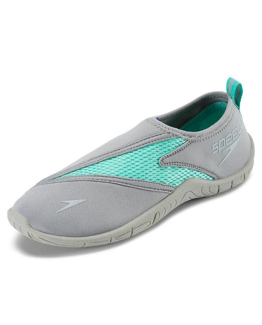FRONT OF SPEEDO FROST AND GREY WOMEN'S SURFWALKER PRO 3.0 WATER SHOES | 052 SPEEDO FROST