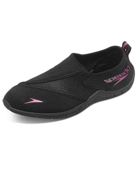 FRONT OF SPEEDO BLACK WOMEN'S SURFWALKER PRO 3.0 WATER SHOES | 650 SPEEDO BLACK