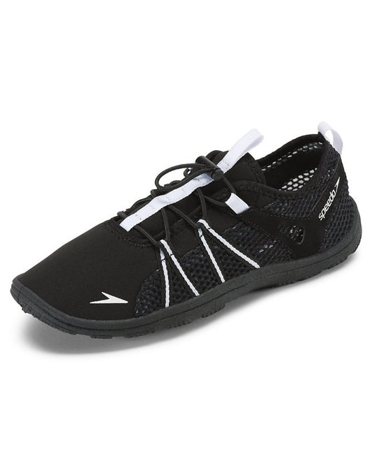 FRONT OF SPEEDO BLACK AND WHITE WOMEN'S SEASIDE LACE WATER SHOES | 980 SPEEDO BLACK