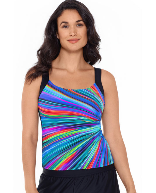 FRONT OF CHLORINE RESISTANT REEBOK CHLORINE RESISTANT RADIANT ENERGY SCOOP NECK TANKINI TOP | MLT REEBOK RADIANT ENERGY