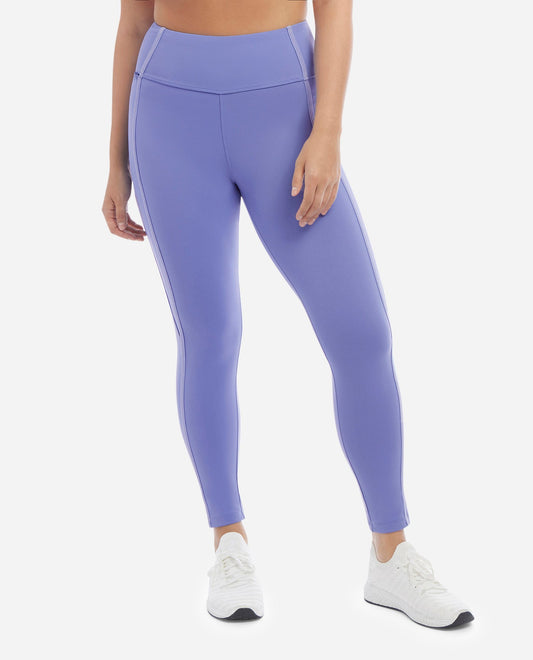 FRONT OF DANSKIN CORSET 7/8 LEGGINGS SUPERSCULPT WAISTBAND | DSK VENICE BLUE