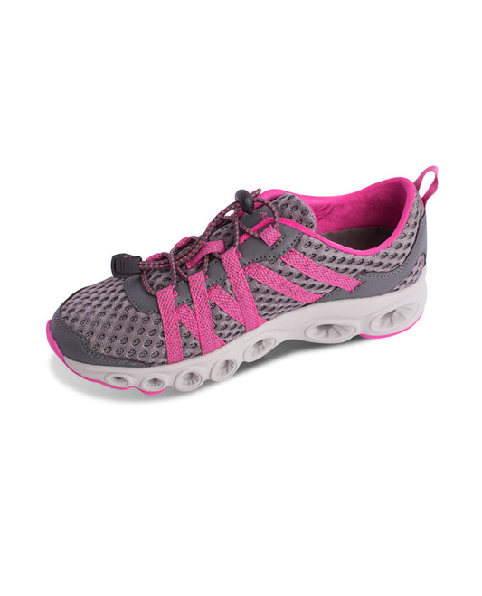 LEFT VIEW OF CHLORINE RESISTANT AQUAMORE COLOR BLOCK AQUACISER WOMEN'S WATER SHOE | 105 AQM PINK