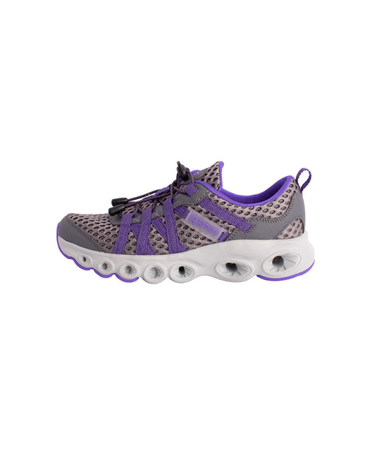 LEFT SIDE VIEW OF CHLORINE RESISTANT AQUAMORE COLOR BLOCK AQUACISER WOMEN'S WATER SHOE | 106 AQM PURPLE
