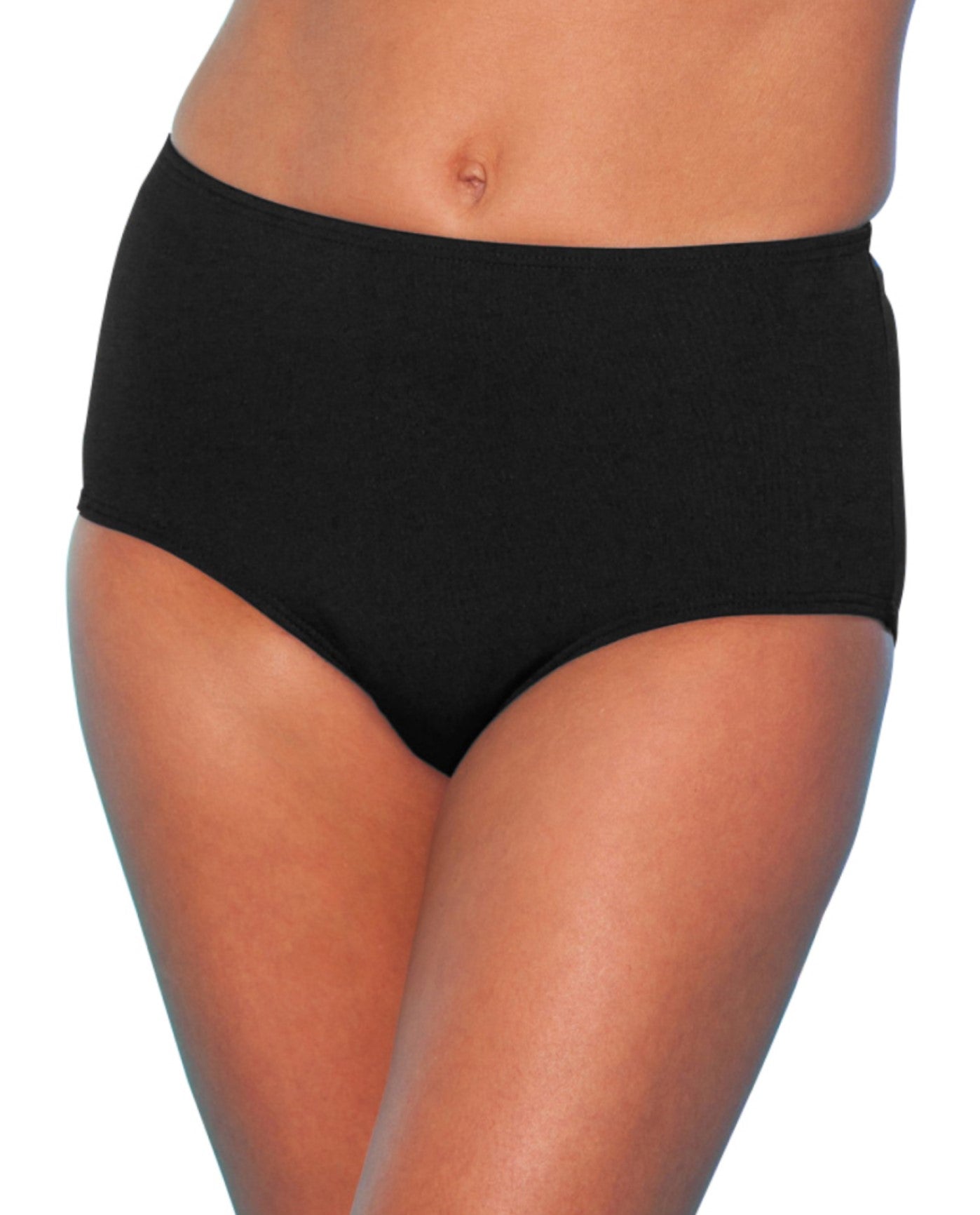 FRONT OF CHLORINE RESISTANT TYR BLACK ELITE HIGH WAIST SWIM BOTTOM | 001 TYR BLACK