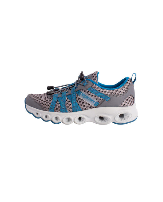 LEFT SIDE VIEW OF CHLORINE RESISTANT AQUAMORE COLOR BLOCK AQUACISER WOMEN'S WATER SHOE | 107 AQM TEAL